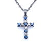 Montana Yogo Sapphire & Diamond Cross Pendant Necklace