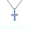 Montana Yogo Sapphire & Diamond Cross Pendant Necklace