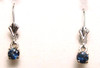 Montana sapphire Dangle Leverback earrings 14K white gold 4mm