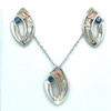 Montana Sapphire Sterling Silver & 10K gold Black Hills Gold Pendant Earring Set