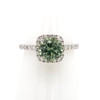 Montana Sapphire Green & Diamond Halo Ring 2.62ct 14K White Gold