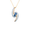 Montana Yogo Sapphire & Diamond 2 Stone 2 Tone Swirl Pendant Necklace 14K Gold