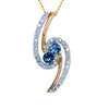 Montana Yogo Sapphire & Diamond 2 Stone 2 Tone Swirl Pendant Necklace 14K Gold