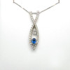 Montana Yogo Sapphire & Diamond Pendant Necklace 18K White Gold