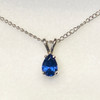 Montana Yogo Sapphire Pear Teardrop Solitaire Pendant Necklace AAA 14K White Gold