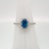 Montana Sapphire Oval Halo Ring 14K White Gold 1.63ct Total