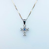 Montana Yogo Sapphire & Diamond Dainty Cross Platinum Pendant Necklace