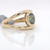 Montana Sapphire Green Oval Split Shank Bezel Ring 14K Gold
