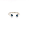 Montana Sapphire Open Cuff 2 Stone Ring Sterling Silver - Adjustable size 