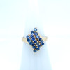 Montana Yogo Sapphire 19 Stone Waterfall Ring 14K Gold