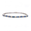 Montana Yogo Sapphire Baguette & Diamond Tennis Line Bracelet 14K White Gold 3 3/4cts