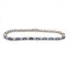 Montana Yogo Sapphire Baguette & Diamond Tennis Line Bracelet 14K White Gold 3 3/4cts