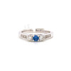 Montana Yogo Sapphire 1/5ct & Diamond 3 Stone Ring 14K White Gold