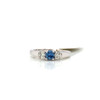 Montana Yogo Sapphire 4mm & Diamond 3 Stone Ring 14K White Gold