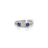 Diamond & Montana Yogo sapphire 3 Stone Ring 14K White Gold