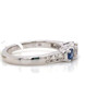Diamond & Montana Yogo sapphire 3 Stone Ring 14K White Gold