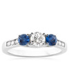 Diamond & Montana Yogo sapphire 3 Stone Ring 14K White Gold