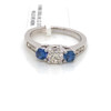 Diamond & Montana Yogo sapphire 3 Stone Ring 14K White Gold
