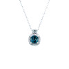 Montana Sapphire Cushion Cut & Diamond Baguette Pendant 10K White Gold