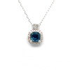 Montana Sapphire Cushion Cut & Diamond Baguette Pendant 10K White Gold