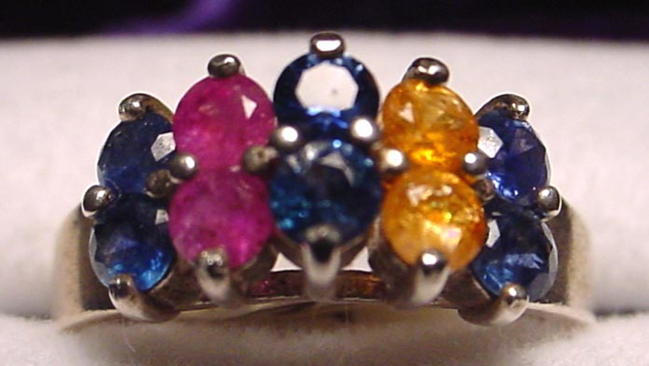 #18 - Montana Sapphire 10 Stone Step Cluster Ring - montanasapphires.com