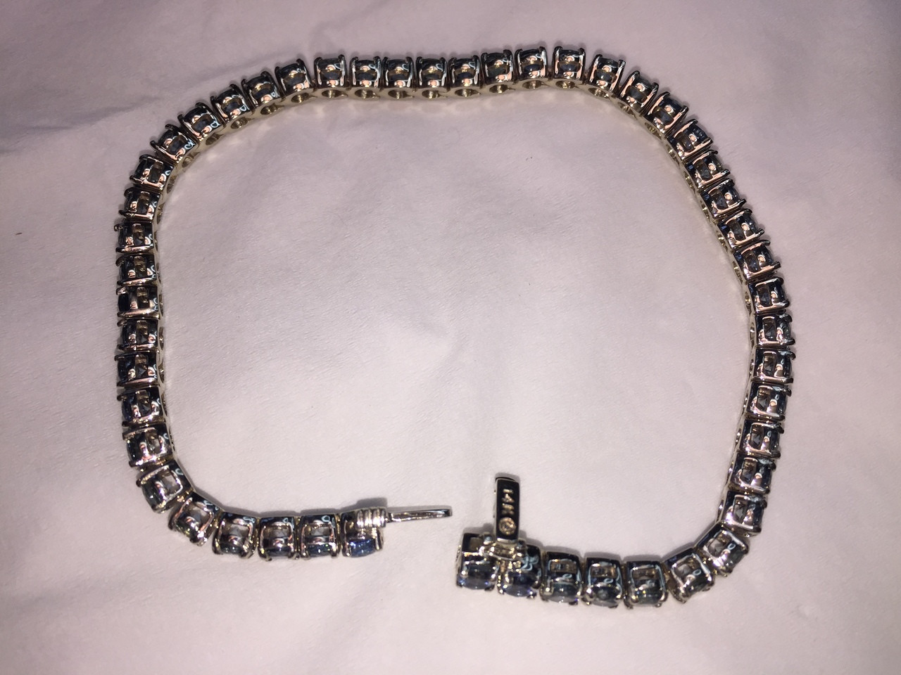 Montana Sapphire Tennis Line Bracelet Blue 14K White Gold