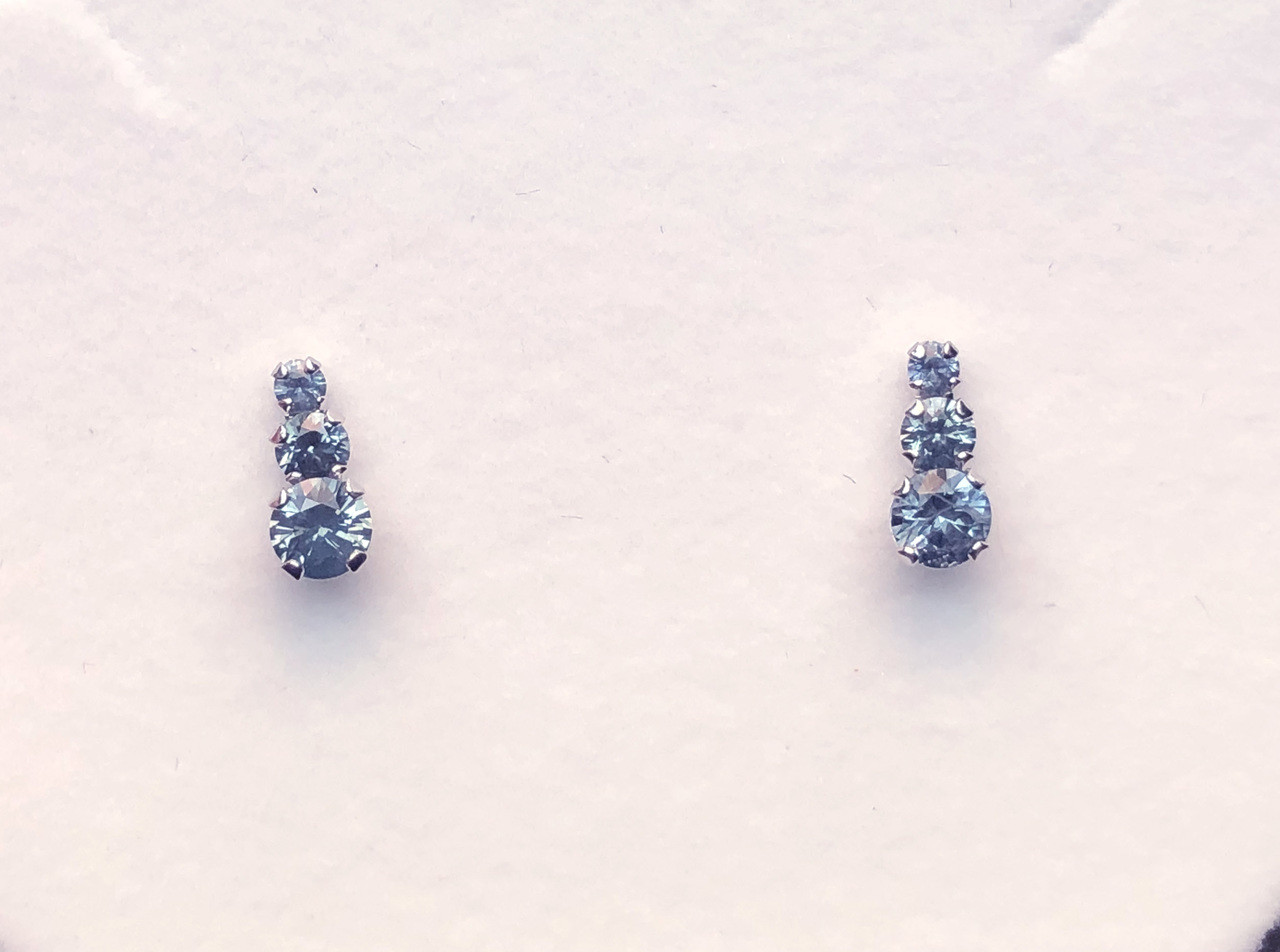 Montana Sapphire Stone Post Earrings ct total Sterling Silver