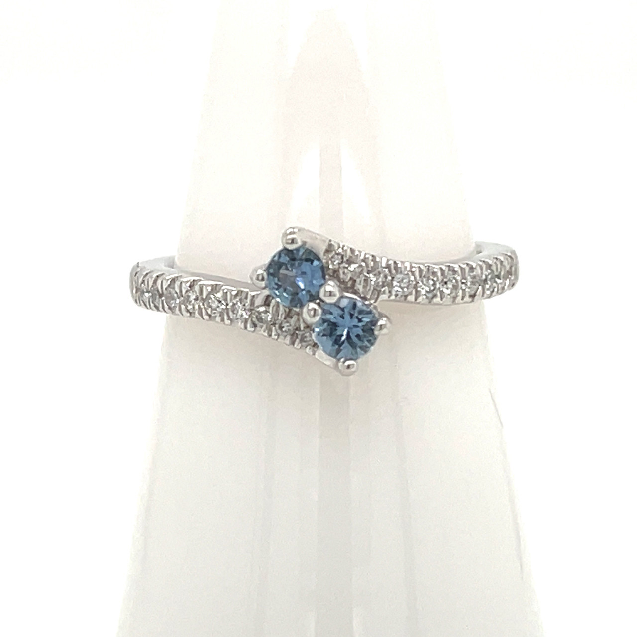 Forever Us Two Stone Aquamarine Sterling Silver Princess Cut Ring Size Montana Yogo Sapphire Two Stone Forever Us \u0026 Diamond Ring 14KW