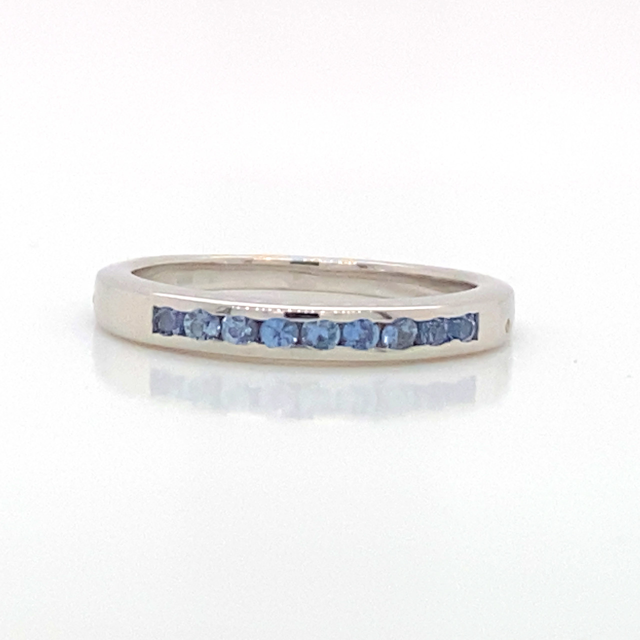 Montana Yogo Sapphire Stone Channel Set Band Sterling Silver