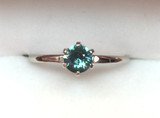 Montana Sapphire 6 prong  5mm solitaire ring 14K white gold, customer requested teal (blue/green) color