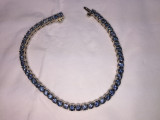 Montana Sapphire Tennis Line Bracelet 3.5mm Blue 14K White Gold 10.88 ct