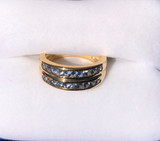Montana Yogo Sapphire Double Row Channel Set Ring .86 ct yellow gold
