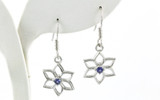 # 6 - Montana Yogo Sapphire Snowflake Flower Earrings Sterling Silver