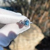 Montana Sapphire Oval Halo Diamond Ring 14K White Gold 