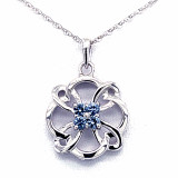 Montana Yogo Sapphire 4 Stone Pinwheel Pendant Necklace Sterling Silver