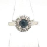 Montana Sapphire Halo Diamond Ring 10K White Gold