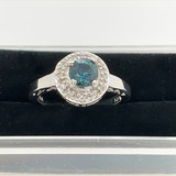 Montana Sapphire Halo Diamond Ring 10K White Gold