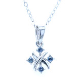 Montana Yogo Sapphire 4 Stone X&O Necklace Pendant Sterling Silver