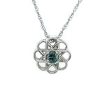 Montana Sapphire Pinwheel Pendant Necklace Sterling Silver 