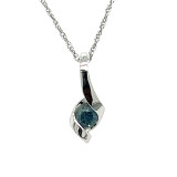 Montana Sapphire Round Wrapped Pendant Necklace Sterling Silver