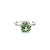 Montana Sapphire Green & Diamond Halo Ring 2.62ct 14K White Gold