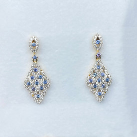 Montana Yogo Sapphire & Diamond Dangle 14K Gold Earrings