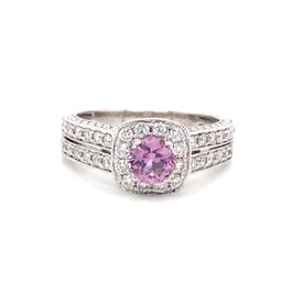 Pink Montana Sapphire & Diamond 14K White Gold Ring