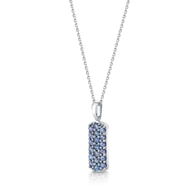 Montana Yogo Sapphire 19 Stone 14K White Gold Pendant Necklace