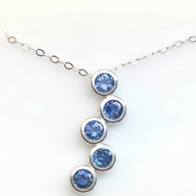 Montana Sapphire Bubble 5 Stone Bezel Pendant in Sterling Silver