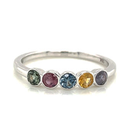 Montana Sapphire 5 Stone Multi Color Bezel Ring 18K Gold