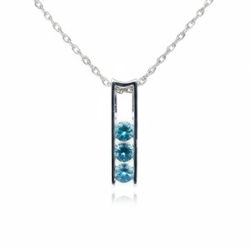 Montana Sapphire 3 Stone Channel Pendant Necklace in Sterling Silver