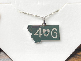 Montana Sapphire 406 in State Pendant Necklace Sterling Silver