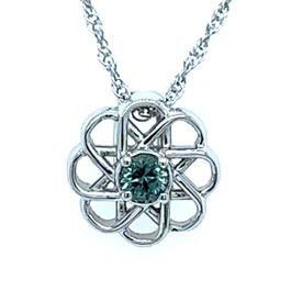 Montana Sapphire Pinwheel Pendant Necklace Sterling Silver 