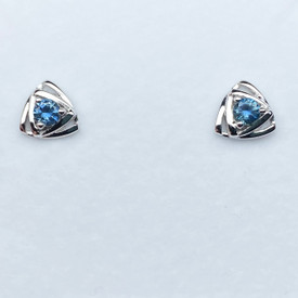 Montana Sapphire Round in Trillion Earrings Sterling Silver 
